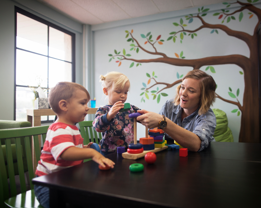 teacher playing with kids